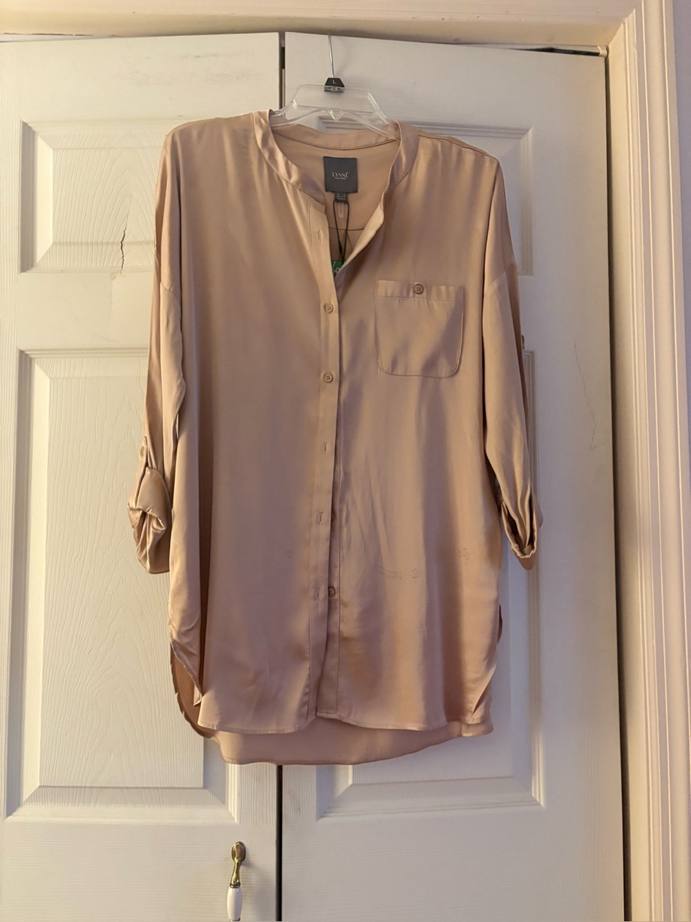Lysse’ Light gold Satin Button-Down Shirt